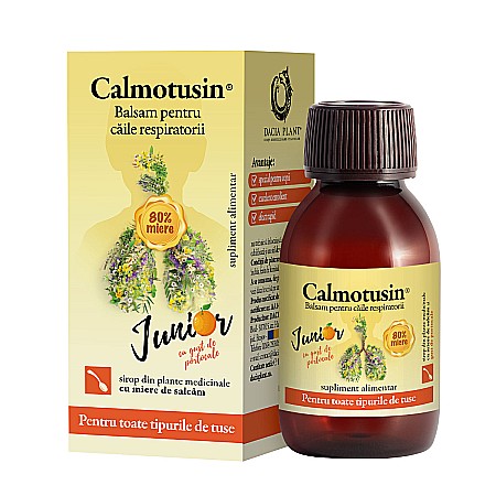 Calmotusin Junior sirop cu miere, gust portocale, 100 ml - Dacia Plant