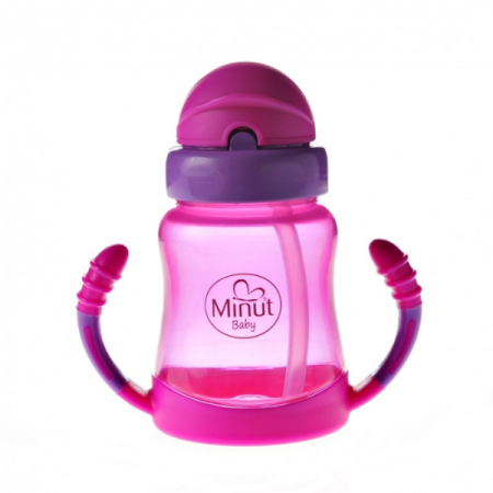 Cani si Pahare - Cana anticurgere cu pai si manere, 210 ml (+6 luni) - Minut Baby