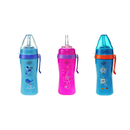 Cani si Pahare - Cana cu pai silicon si clips de prindere, 360 ml (+6 luni) - Minut Baby