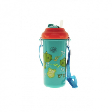 Cani si Pahare - Cana sport cu pai si curea, 360 ml (+12 luni) - Minut Baby