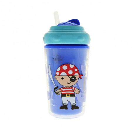 Cani si Pahare - Cana termos cu pai si capac, 240 ml (+6 luni) - Minut Baby