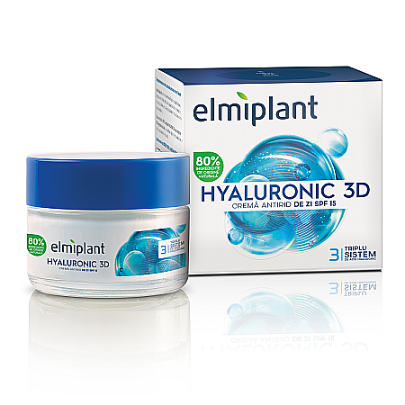 Creme si Plasturi Pentru Ochi - Crema antirid de zi cu acid hialuronic 3D, 50 ml - Elmiplant