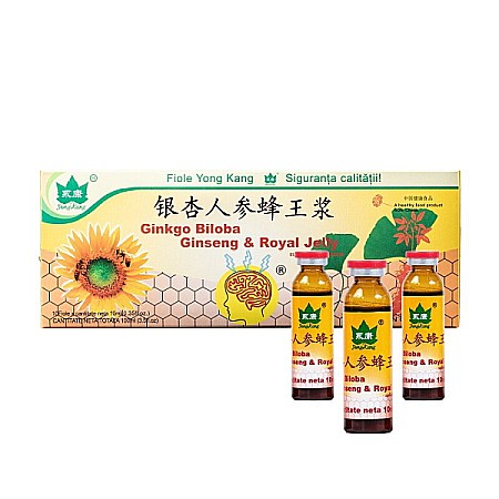 Stare de Bine - Ginkgo Biloba Ginseng si Royal Jelly, 10 Fiole - Yong Kang International China