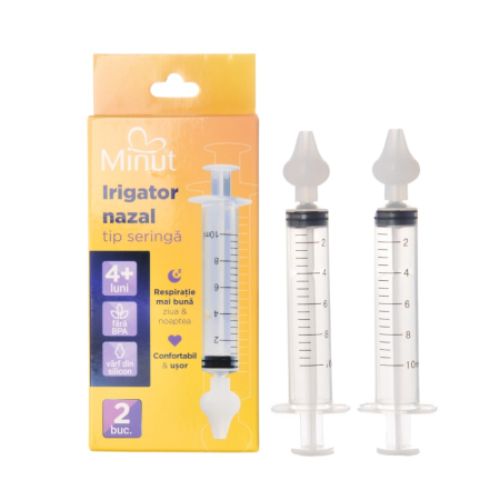 Aspiratoare Nazale - Irigator nazal tip seringa 2 buc x 10 ml - Minut Baby