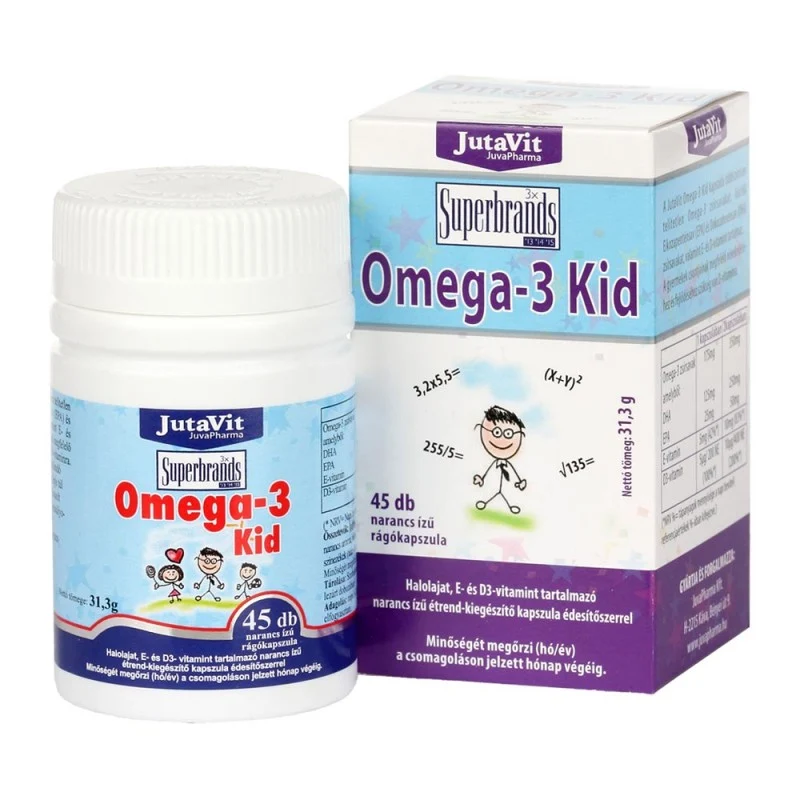 Imunitate Adulti - Omega-3 Kid pentru Copii 45 Capsule Masticabile cu Gust de Portocale, JutaVit