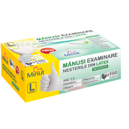 Manusi Chirurgicale - Manusi examinare latex Minut nepudrate 5.3 g S - Minut