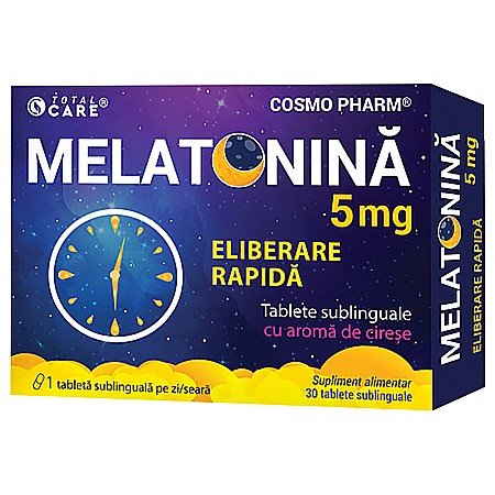 Insomnie - Melatonina eliberare rapida 5 mg, 30 tablete sublinguale - Cosmopharm