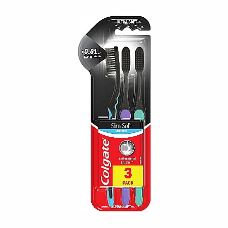 Periute de Dinti - Periuta Slim Soft Charcoal, Pack 3 buc - Colgate