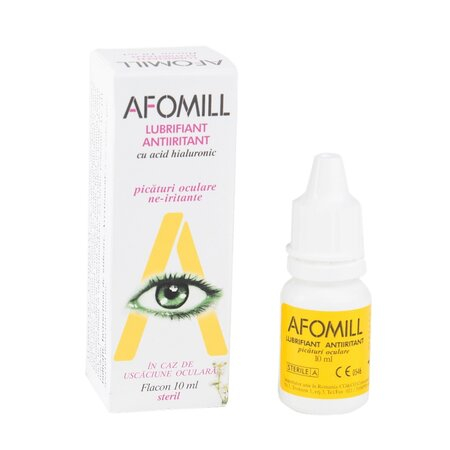 Picaturi ochi - Picaturi oculare lubrifiante antiiritante cu acid hialuronic Afomill, 10 ml, Montefarmaco