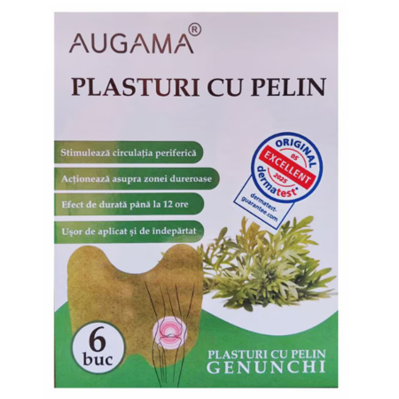 Comprese si Plasturi Cald-rece - Plasturi cu pelin pentru genunchi, 6 bucati - Augama