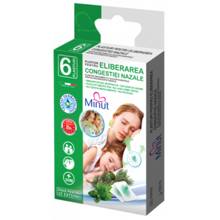 Plasturi Terapeutici - Plasturi eliberarea congestiei nazale, 6 bucati - Minut
