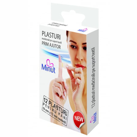 Plasturi Terapeutici - Plasturi nesterili pentru rani, 19 mm x 72 mm x 12 buc - Minut