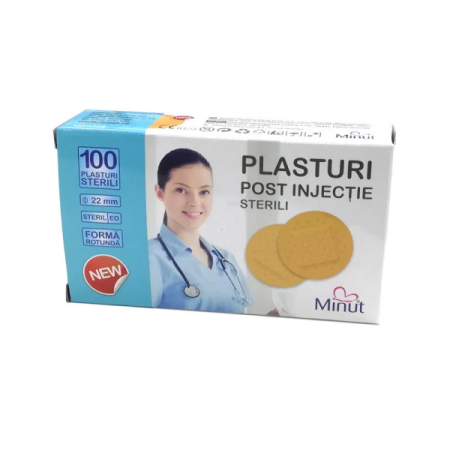 Dispozitive Medicale - Plasturi rotunzi post injectii 22 mm x 100 buc - Minut