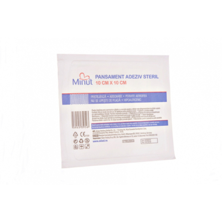 Comprese si Plasturi pentru Rani - Plasturi sterili 10cm x 10cm, 1 cutie - Minut
