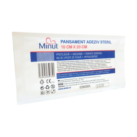Comprese si Plasturi pentru Rani - Plasturi sterili 10cm x 20cm, 1 cutie - Minut