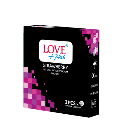 Prezervative - Prezervative Strawberry, 3 Bucati - Love Plus