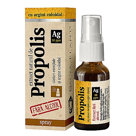 Dureri de Gat - Propolis cu argint coloidal fara alcool spray, 20 ml - Dacia Plant