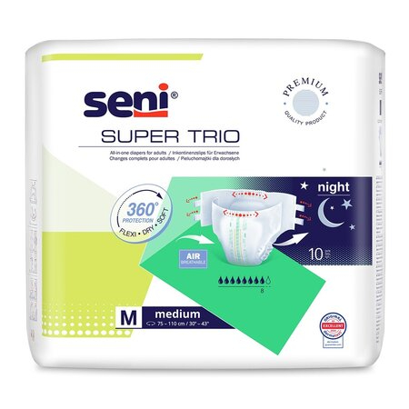 Incontinenta Urinara - Scutece cu sistem inchis Super Seni Trio, Medium, 10 bucati, Seni