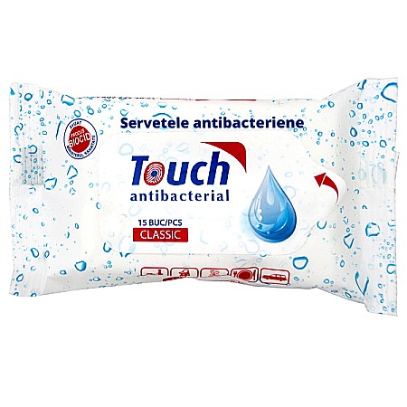 Servetele umede antibacteriene Classic, 15 bucati - Touch