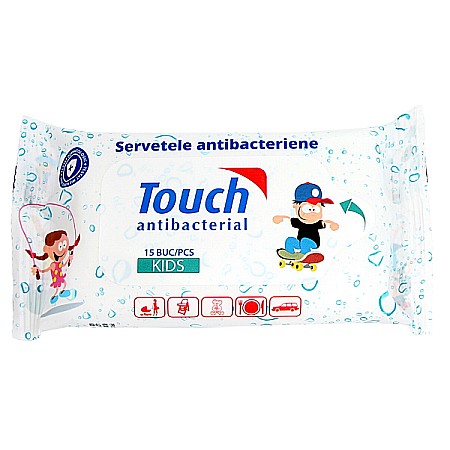 Servetele umede antibacteriene Kids, 15 bucati - Touch