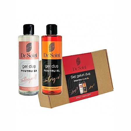 Geluri Creme si Uleiuri de Dus - Set 2 geluri de dus, pentru ea si pentru el + cutie cadou - Dr. Soleil