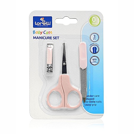 Ingrijire Copii - Set Manichiura Bebe, 3 Piese, Pink - 1024030 - Lorelli