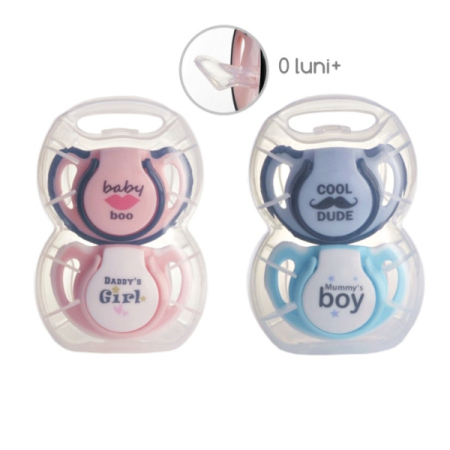 Suzete si Biberoane - Set suzete ortodontice silicon + cutie pentru sterilizare (+0 luni) - Minut Baby