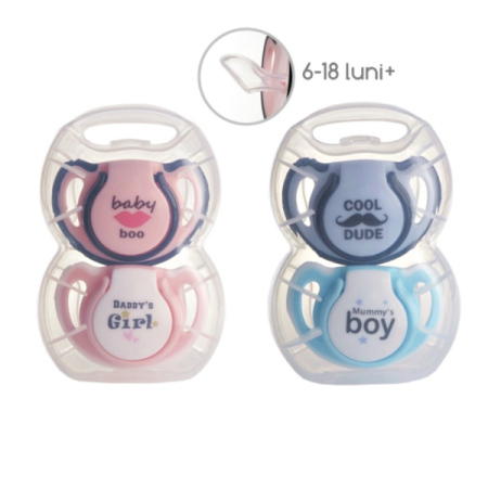 Suzete si Biberoane - Set suzete ortodontice silicon + cutie pentru sterilizare (6-18 luni) - Minut Baby