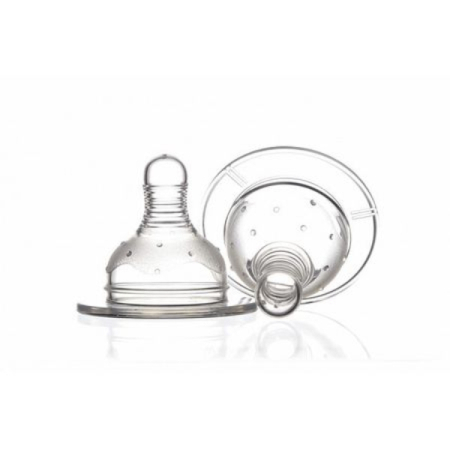 Suzete si Biberoane - Tetina silicon gat larg, +3 luni, 2 bucati - Minut Baby