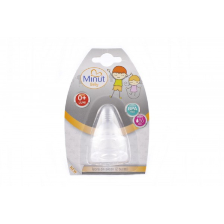 Suzete si Biberoane - Tetina silicon rotunda, +3 luni, 2 bucati - Minut Baby