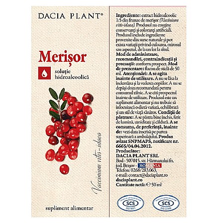 Tinctura merisor, 50 ml - Dacia Plant [1]