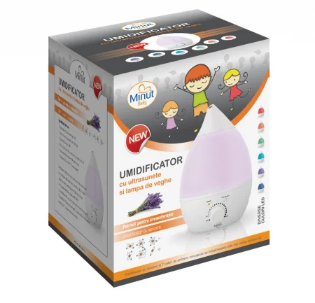 Umidificator cu ultrasunete si lampa de veghe - Minut Baby [3]