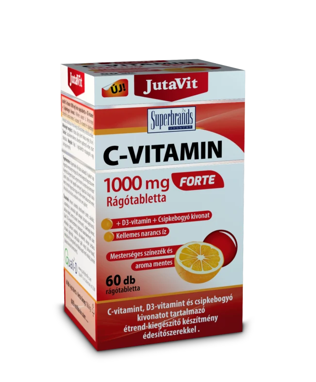 Imunitate Adulti - Vitamina C 1000 mg Forte Masticabila + Vitamina D3 + Extract de Macese 60 Tablete Masticabile, JutaVit