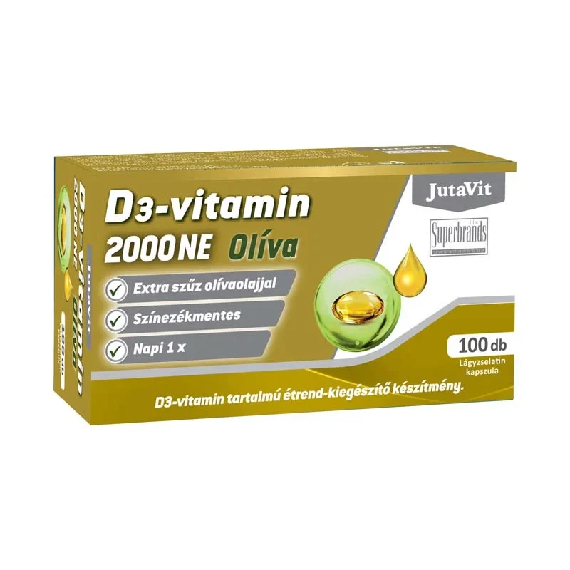 Imunitate Adulti - Vitamina D3 2000UI (50µg) Masline, JutaVit