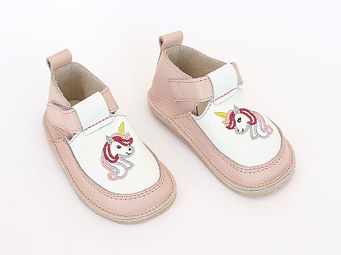 Pantofi Roz Pal cu Alb si Unicorn [1]