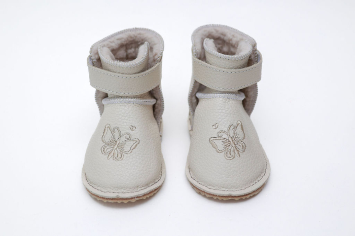 Cizme Bebelusi Piele Naturala Ivory cu Fluturaș [2]