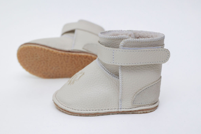 Cizme Bebelusi Piele Naturala Ivory cu Fluturaș [5]