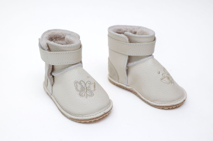 Cizme Bebelusi Piele Naturala Ivory cu Fluturaș [3]