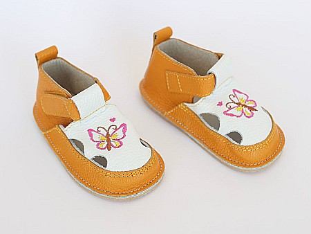 Sandale - Sandale Mustar cu Alb si Fluture - Детская Обувь Macco