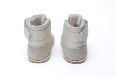 Cizme Bebelusi Piele Naturala Greige Light cu fulg de nea [3]