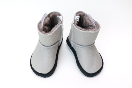 Cizme bebe - Cizme Copii Piele Naturala Gri Deschis