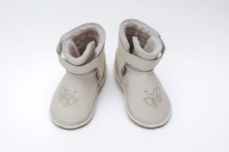 Cizme - Cizme Bebelusi Piele Naturala Ivory cu Fluturaș