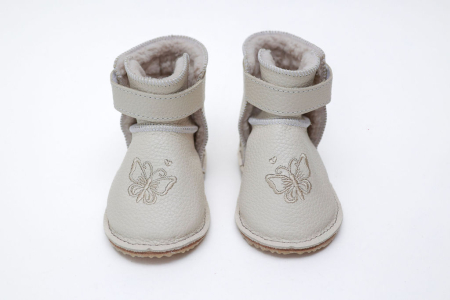 Cizme Bebelusi Piele Naturala Ivory cu Fluturaș [1]