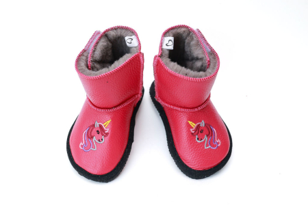 Cizme - Cizme Copii Piele Naturala Zmeuriu cu Unicorn