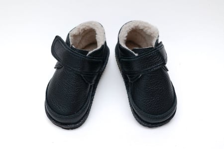 Ghete îmblănite - Ghete iarna pentru bebeluși din Piele Naturala Black