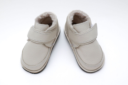Ghete îmblănite - Ghete iarna pentru bebeluși din Piele Naturala Ivory