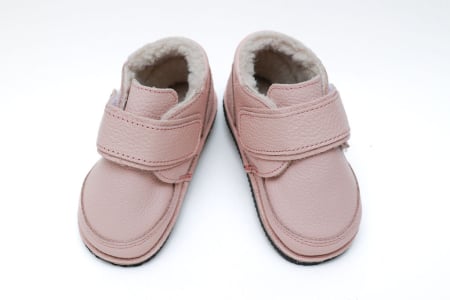 Ghete îmblănite - Ghete iarna pentru bebeluși din Piele Naturala Roz Prafuit