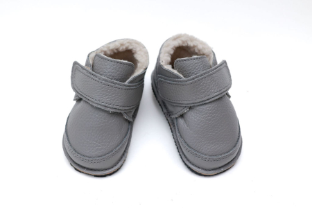 Ghete îmblănite - Ghete iarna pentru bebeluși din Piele Naturala Gri deschis