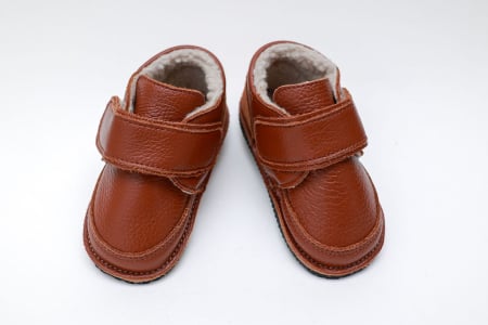 Ghete îmblănite - Ghete iarna pentru bebeluși din Piele Naturala Maro