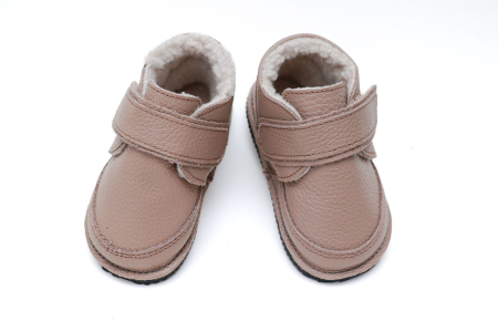 Ghete îmblănite - Ghete iarna pentru bebeluși din Piele Naturala Bej